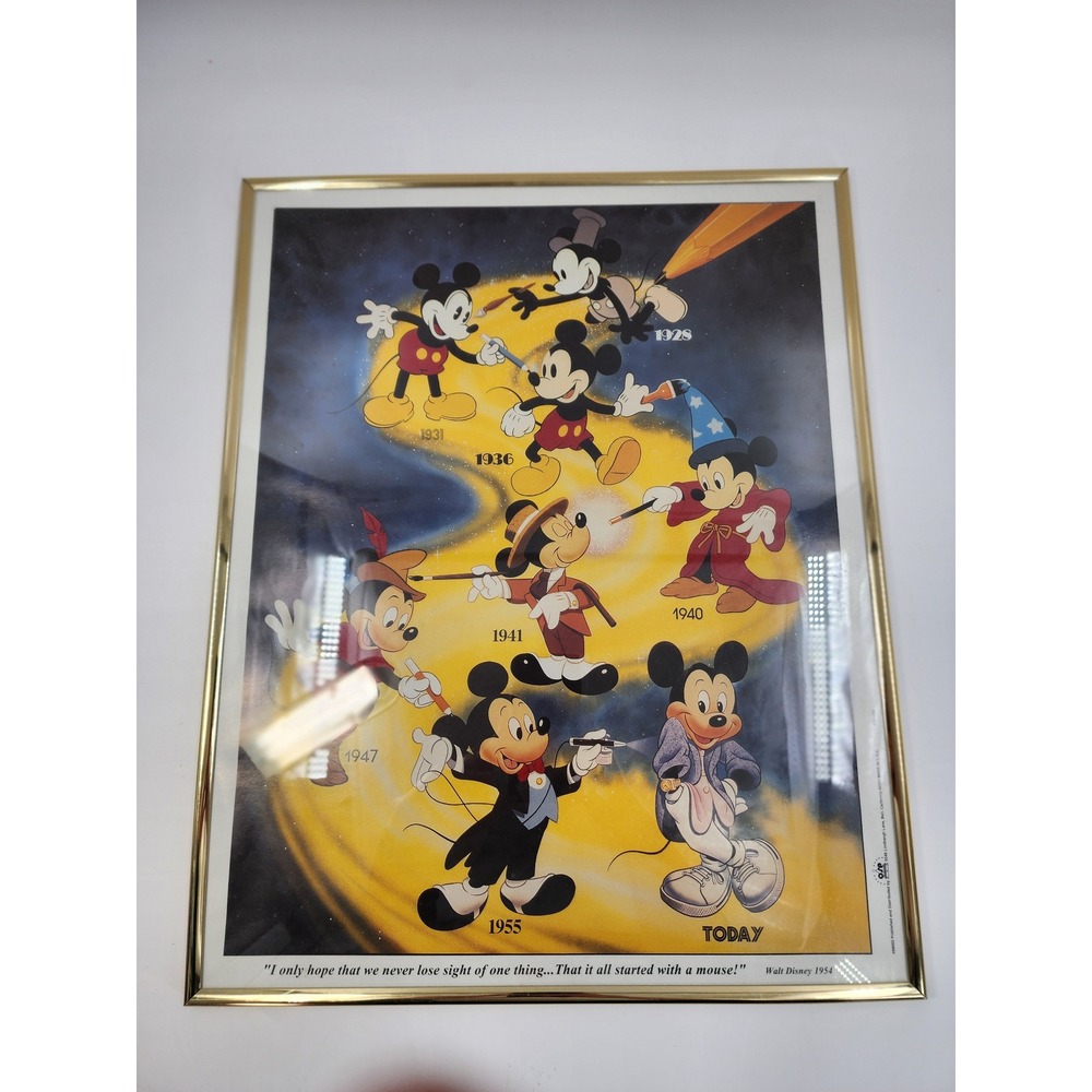 Vintage Mickey Mouse Evolution Framed Poster Walt Disney 1928-Today OSP 16x20